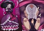  1boy 1girl absurdres between_legs blush captain_kirb cum femdom highres legjob long_hair looking_at_viewer ornament overlord_(maruyama) shalltear_bloodfallen smile standing thick_thighs thigh_sex thighs 