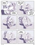  absurd_res annoyed breasts bugs_bunny clothed clothing comic dialogue female furniture hi_res humor kcnite lagomorph leporid lola_bunny looney_tunes male mammal monochrome rabbit sofa topless undressing warner_brothers 