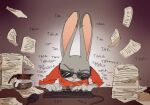  anthro beverage coffee computer computer_mouse disney eyewear female judy_hopps keyboard lagomorph leporid mammal nobby_(artist) paper rabbit solo sunglasses text typing zootopia 