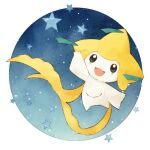  full_body jirachi night night_sky no_humans open_mouth pokemon pokemon_(creature) shakemi_(sake_mgmgmg) simple_background sky solo star_(sky) star_(symbol) starry_sky 
