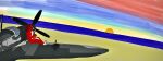  absurd_res anthro beach canid canine canis esoteric_martyr gun hi_res male mammal propeller ranged_weapon scenery seaside solo spitfire_mk_ix sunset water weapon window wolf 