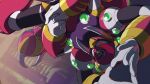 1boy clenched_hand commentary_request degarashi_(ponkotsu) extra_arms magna_centipede_(mega_man) male_focus mega_man_(series) mega_man_x2 mega_man_x_(series) own_hands_together red_eyes tail upside-down 