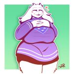  anthro big_breasts bottomwear bovid breasts caprine clothing deltarune female goat hi_res horn mammal mature_female skirt smile solo thick_thighs toriel undertale undertale_(series) wide_hips zixzs-redlight 