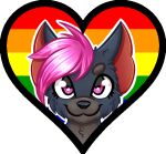  &lt;3 alpha_channel ambiguous_gender animated anthro blinking fur grey_body grey_fur hair lgbt_pride pink_hair pride_colors rainbow_flag rainbow_pride_colors rainbow_pride_flag rainbow_symbol scarletgamerartist solo 