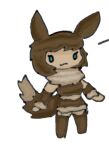  anthro blue_eyes brown_body brown_fur brown_hair clothed clothing eeevveee eevee female fluffy_chest fully_clothed fur generation_1_pokemon hair human mammal nintendo pokemon pokemon_(species) solo tail 