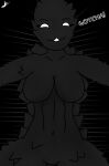  2023 :3 big_breasts black_background black_body bracken_(lethal_company) breasts digital_drawing_(artwork) digital_media_(artwork) elemental_creature english_text eyelashes featureless_breasts featureless_crotch female flora_fauna hi_res humanoid lethal_company looking_at_viewer lucky_soft navel plant simple_background solo solo_focus text white_eyes 