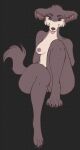  2021 anthro beastars blep breasts brown_body brown_fur canid canine canis female front_view full-length_portrait fur hi_res juno_(beastars) mammal nipples nude nude_female opalbones portrait sitting solo tongue tongue_out wolf 