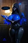  absurd_res big_breasts black_body blue_body blue_eyes breasts female hi_res huge_breasts humanoid machine multicolored_body non-mammal_breasts plague_doctor psyk323 robot solo thick_thighs 