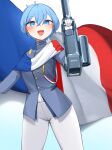  absurdres blue_eyes blue_hair blush daebom french_flag highres military_uniform original smile somua_sm_(daebom) tagme uniform war_thunder 