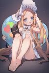  1girl abigail_williams_(fate) abigail_williams_(swimsuit_foreigner)_(fate) abigail_williams_(swimsuit_foreigner)_(first_ascension)_(fate) bare_shoulders barefoot bikini blonde_hair blue_eyes blush bonnet bow breasts cat fate/grand_order fate_(series) forehead hair_bow highres innertube long_hair looking_at_viewer miniskirt miya_(miyaruta) open_mouth parted_bangs sidelocks sitting skirt small_breasts smile swimsuit twintails very_long_hair white_bikini white_bow white_headwear 