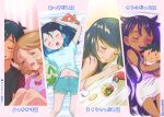  1boy 4girls ash_ketchum cat closed_eyes closed_mouth cuddling dawn_(pokemon) drooling h_renah highres iris_(pokemon) leaning_on_person liko_(pokemon) lying multiple_girls object_hug on_back on_bed on_stomach open_mouth poke_ball poke_ball_(basic) pokemon pokemon_(anime) pokemon_(creature) pokemon_bw_(anime) pokemon_dppt_(anime) pokemon_journeys pokemon_xy_(anime) serena_(pokemon) sleeping sprigatito stuffed_toy translation_request 