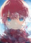 1girl absurdres ayauchi blue_eyes close-up closed_mouth go-toubun_no_hanayome highres ice looking_at_viewer nakano_ichika red_hair red_scarf scarf short_hair solo transparent 