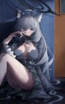  2569659838 absurdres animal_ears blue_archive breasts cleavage gun halo handgun highres large_breasts long_hair shiroko_(blue_archive) shiroko_terror_(blue_archive) tagme thighs weapon 