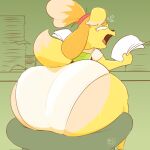  animal_crossing anthro big_butt butt canid canine canis clothing domestic_dog female hi_res isabelle_(animal_crossing) mammal nintendo panties rear_view severingaxis183 sitting solo underwear 