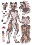  2023 anthro black_nose black_sclera brown_body brown_fur canid dated eyes_closed fangs female front_view fur hair lostgoose mammal model_sheet mouth_closed nude orange_body orange_fur pink_eyes rear_view short_hair signature simple_background solo standing teeth white_background white_body white_fur white_hair 