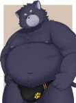  2023 absurd_res anthro belly big_belly black_body black_nose bulge clothing domestic_cat felid feline felis hi_res kemono male mammal moobs navel nipples overweight overweight_male simple_background solo trail_arnak underwear 