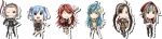  6+girls ahoge alternate_hair_color aqua_hair blue_eyes blue_hair braid brown_hair chibi fire_emblem fire_emblem_fates grey_eyes grey_hair hairband highres hosizorahikari low_twin_braids midori_(fire_emblem) multiple_girls nina_(fire_emblem) one_eye_closed ophelia_(fire_emblem) parted_bangs red_hair soleil_(fire_emblem) sophie_(fire_emblem) swept_bangs twin_braids twintails velouria_(fire_emblem) wide_image 