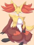  absurd_res anthro breasts canid canine coel_(artist) delphox featureless_breasts female fur generation_6_pokemon hi_res inner_ear_fluff looking_at_viewer mammal nintendo nude pokemon pokemon_(species) solo tuft 