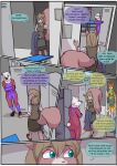  2022 anthro babystar biped comic detailed_background dialogue english_text female fur gemma_polson group hair hi_res male mammal open_mouth rodent sciurid speech_bubble standing tail text tree_squirrel trio 