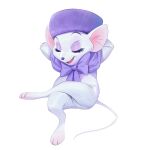  anthro aruurara chapka clothing crossed_legs disney eyelashes eyeshadow female hat headgear headwear hi_res makeup mammal miss_bianca_(the_rescuers) mostly_nude mouse murid murine rodent semi-anthro solo the_rescuers_(disney) 