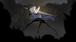  ambiguous_gender boots clothed clothing detailed_background drawfee footwear gloves gore handwear hi_res hollow_knight horn hornet_(hollow_knight) jacob_andrews melee_weapon pose solo sword team_cherry vessel_(species) weapon 