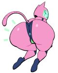  2023 absurd_res all_fours android animal_crossing anthro bikini_thong butt clothing domestic_cat felid feline felis female glowing hi_res lovetopullmicke machine mammal meow_(animal_crossing) nintendo pink_body robot screen screen_face simple_background solo swimwear white_background 