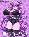  &lt;3 &lt;3_eyes animal_humanoid animal_print bare_shoulders big_breasts bovid bovid_horn bovid_humanoid bovine bovine_horn bovine_humanoid breasts cattle_humanoid cow_horn cow_print ears_down english_text female glass hair hair_between_eyes hi_res holding_breast horn huge_breasts humanoid humanoid_pointy_ears izfan kneeling mammal mammal_humanoid milk o-ring pink_body pink_skin pivoted_ears purple_hair skindentation smile solo text thick_thighs tongue tongue_out yellow_eyes 