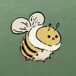  animal_focus artist_name bee bug chibi commentary green_background highres no_humans original simple_background twitter_username watermark yuhachi 