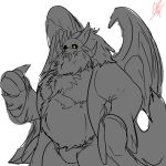  1:1 2023 absurd_res anthro beard biceps bone bottomwear bulge chest_fur clothing digital_media_(artwork) disney dragon duo extreme_size_difference facial_hair fur grilder123 grilder_(character) hi_res horn male micro musclegut muscular muscular_anthro muscular_male pants papa_titan_(the_owl_house) pecs robe simple_background size_difference sketch skull smile tail teeth the_owl_house titan_(the_owl_house) white_background wings 
