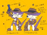  anthro boots classic_sonic_(universe) clenched_teeth clothing cork dipodid embarrassed fang_the_hunter fangs footwear gun hat headgear headwear japanese_text jerboa leather leather_clothing long_tail male mammal plus2sf purple_body ranged_weapon rodent sega simple_background solo sonic_the_hedgehog_(series) tail teeth text translation_request weapon 