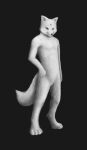  anthro canid canine canis digitigrade dipingxiangtr.d forehead_gem fur gem hi_res male mammal nude solo tail white_body white_fur white_tail wolf 