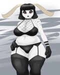  antennae_(anatomy) anthro arthropod big_breasts blackbetty breasts clothed clothing female fur hair hi_res insect legwear lepidopteran lingerie looking_at_viewer moth puss_moth ruth_(tango&#039;s_family) simple_background solo stockings thick_thighs topwear underwear 