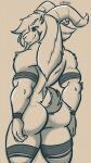  anthro asriel_dreemurr asriel_dreemurr_(god_form) bangs big_butt black_sclera boss_monster bovid butt caprine fur goat hi_res horn kozacasa long_ears looking_back male mammal markings muscular muscular_male solo tail undertale undertale_(series) white_body white_fur 