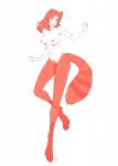  2018 animal_legs breasts carousel-cat claws confusion female front_view fur genitals glistening glistening_hair hair halfie hi_res human hybrid implied_transformation long_hair long_legs long_tail mammal mid_transformation navel nipples on_one_leg open_mouth orange_body orange_eyes orange_fur orange_hair orange_nipples prick_ears procyonid pubes pussy raccoon raccoon_tail restricted_palette signature simple_background small_breasts solo species_transformation standing stripped_tail tail toe_claws transformation white_background worried 