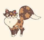  berries_in_hair brown_body brown_fur domestic_cat felid feline felis female feral fur labbit1337 mammal mottled open_mouth open_smile orange_eyes piebald smile solo spottedleaf_(warriors) tan_body tan_fur warriors_(cats) yellow_sclera 