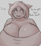  absurd_res anthro arthropod big_breasts blush breast_expansion breasts expansion eyewear female freckles freckles_on_breasts glasses hi_res huge_breasts hyper hyper_breasts insect lepidopteran looking_away moonlitesau moth round_glasses sketch solo 