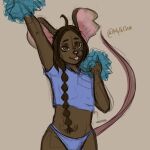  absurd_res anthro buckteeth cheerleader clothing cowlick female hair hi_res mammal mouse murid murine mylkcha navel pom_poms ponytail rodent sketch solo tail teeth underwear 