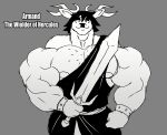  anthro big_muscles big_pecs clothing deer hi_res holding_object holding_sword holding_weapon horn huge_muscles huge_pecs hyper hyper_muscles male mammal melee_weapon muscular muscular_anthro muscular_arms muscular_male nipples parttimeyeen_(artist) pecs solo sword toga weapon 