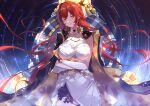  1girl absurdres breasts cape highres himeko_(honkai:_star_rail) honkai:_star_rail honkai_(series) large_breasts long_hair looking_at_viewer red_hair sas_(ls08b) smile solo yellow_eyes 