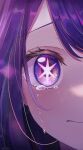  1girl artist_name closed_mouth crying crying_with_eyes_open english_commentary eyelashes hair_between_eyes highres hoshino_ai_(oshi_no_ko) long_hair looking_at_viewer multicolored_eyes multicolored_hair narijade oshi_no_ko pink_eyes pink_hair purple_eyes purple_hair solo star-shaped_pupils star_(symbol) symbol-shaped_pupils tears two-tone_hair 