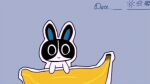  16:9 animal_crossing animated banana dotty_(animal_crossing) food fruit humanoid lagomorph leporid looking_at_viewer mammal nintendo paper plant rabbit rocket short_playtime smile solo suicide thinking whiteplush widescreen 