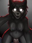  absurd_res anthro black_body black_fur bone breasts canid canine fangs female fur genitals glowing glowing_eyes hi_res male male/female malo mammal navel nipples pussy recording scp_foundation sex skull skull_head solo_focus teeth vaginal xaenyth 