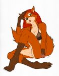 2020 amputee anthro areola biped black_markings black_nose bottomless bottomless_female bra bra_only breasts brown_hair canid canine cheek_tuft claws clothed clothing countershade_face countershade_torso countershading coyotek digital_media_(artwork) digitigrade disability eyebrows facial_tuft female fox gloves_(marking) green_eyes hair hi_res leg_markings long_hair looking_at_viewer mammal markings missing_hand multicolored_body nipples open_mouth pinup pose red_body simple_background single_amputee sitting socks_(marking) solo toe_claws translucent translucent_bra translucent_clothing translucent_underwear tuft two_tone_body underwear underwear_only white_background white_body 