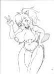  2023 absurd_res anthro bangs big_breasts black_and_white breasts chaps chochi choker cleavage clothed clothing collar curvy_figure dewott eyebrow_through_hair eyebrows female generation_5_pokemon gesture graphite_(artwork) hair hand_on_hip hatching_(art) hi_res jewelry looking_at_viewer midriff monochrome necklace nintendo one_eye_closed open_clothing open_topwear open_vest panties pencil_(artwork) pokemon pokemon_(species) ponytail seashell_pasties shaded sketch skimpy solo thick_thighs tongue tongue_out topwear traditional_media_(artwork) translucent translucent_hair underwear v_sign vest voluptuous whiskers wide_hips wink 
