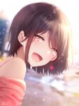  1boy black_hair blush crossdressing heart highres koisuru_(otome)_no_tsukurikata looking_at_viewer male_focus mihate_hiura open_mouth otoko_no_ko pink_eyes portrait shin31_31_31 short_hair smile solo tagme 