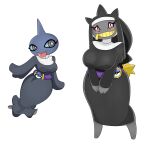  banette belt big_breasts black_pupils blue_body blue_eyes breasts clothed clothing duo eyelashes female generation_3_pokemon grey_body hi_res huge_breasts humanoid nintendo not_furry nun nun_outfit pokeball pokemon pokemon_(species) pupils red_eyes shuppet simple_background tail tongue tongue_out tunic urusee584 white_background yellow_pupils zipper zipper_mouth 