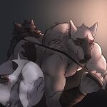  2023 absurd_res anal anthro anus balls canid canine canis death_(puss_in_boots) dreamworks duo fur genitals grey_body grey_fur hi_res leash male male/male male_penetrated mammal muscular muscular_anthro muscular_male oral penetration puss_in_boots_(film) puss_in_boots_the_last_wish red_eyes rimming sex toroi wolf 