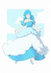  1girl blue_dress blue_footwear blue_hair closed_eyes cloud_clothes dress full_body high_heels highres long_hair original saiwo_(saiwoproject) solo 