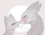  3lue_(artist) bedroom_eyes bodily_fluids domestic_cat dragon felid feline felis feral fur greyscale hi_res intimate male male/male mammal monochrome narrowed_eyes noses_touching saliva saliva_string seductive size_difference smooth_skin tongue tongue_out 