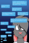  anthro chance_the_rabbit comic dialogue divine_acid ears_tied_back eye_bags frown fur gradient_background grey_body grey_fur hi_res lagomorph leporid lordmarukio male mammal rabbit series shocked_expression simple_background text_message 